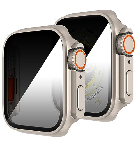 KSKSPE 2 Stück Hülle für Apple Watch Series 9/8/7/6/5/4/SE Panzerfolie Schutzhülle,Anti Spy Einzigartiges Design Ultradünne PC Schutz Case für Apple Watch 45mm 44mm Rundum Displayschutz von KSKSPE