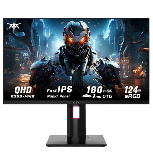 KTC 27-Inch 2K Gaming Monitor, 180Hz Refresh Rate, QHD 2560 * 1440 Fast IPS Screen, 1ms, 124% SRGB, FreeSync G-SYNC, Full HD, VESA Mount von KTC