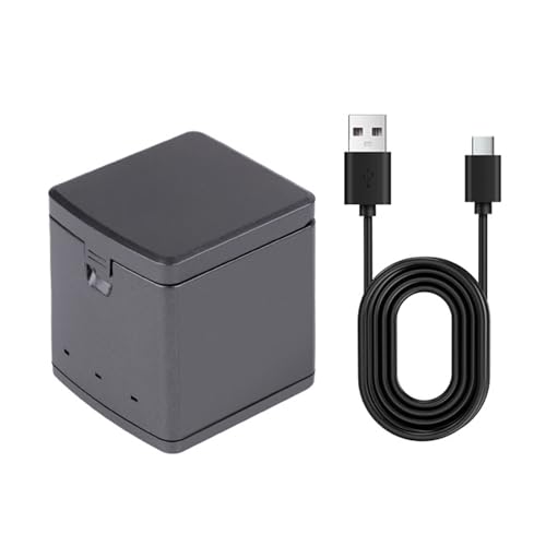 KUAIYIJU USB-Ladehülle für Action-Kamera 13 mit 3 Schlitzen, mit Typ-C-Kabel und Akku-Speicher, Schwarz von KUAIYIJU