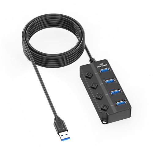 Speed 7/4 Port USB 2.0 Hubs mit speziellen Schaltern, Kontrollleuchten für einfache Erweiterung, einfach zu bedienender Multiport-Adapter von KUAIYIJU