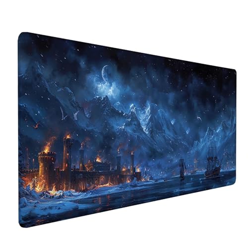 Blau Gaming Mauspad 1000x500x3mm, Schreibtischunterlage Sternhimmel Mousepad Groß mit rutschfeste Gummibasis, Verbessert Geschwindigkeit und Präzision Desk Mat, Gaming Accessories, Geschenke K-4-8 von KUEAJIOU