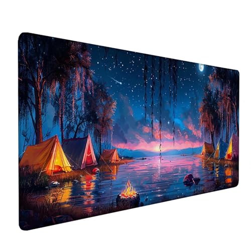 Blau Mauspad XXL 1200x600x3mm, Schreibtischunterlage Sternhimmel, Gaming Mousepad Groß mit Vernähten Kanten, Wasserdicht Rutschfest Mouse Pad für Zimmer Deko Gaming Zubehör, Geschenke für Männer O-X-9 von KUEAJIOU