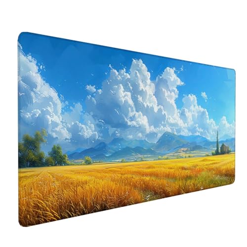 Blau Mauspad XXL 1200x600x3mm, Schreibtischunterlage Wolke, Groß Gaming Mousepad mit Vernähten Kanten, Mouse Pad Wasserdicht rutschfest, für Gaming Dekor, Gaming Zubehör, Geschenke für Männer W-4-8 von KUEAJIOU