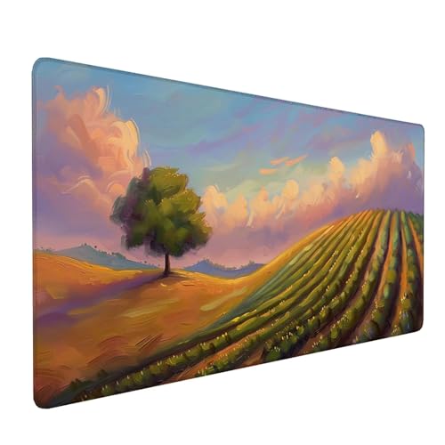 GrüN Mauspad XXL 800x300x3mm, Schreibtischunterlage Baum, Gaming Mousepad Groß mit Vernähten Kanten, Wasserdicht rutschfest Mouse Pad für Zimmer Deko Gaming Zubehör, Geschenke für Männer 5-2-R von KUEAJIOU