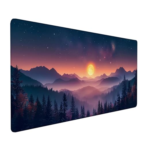 Lila Mauspad XXL 600x300x3mm, Schreibtischunterlage Mond, Gaming Mousepad Groß mit Vernähten Kanten, Wasserdicht rutschfest Mouse Pad für Zimmer Deko Gaming Zubehör, Geschenke für Männer V-Y-Q von KUEAJIOU