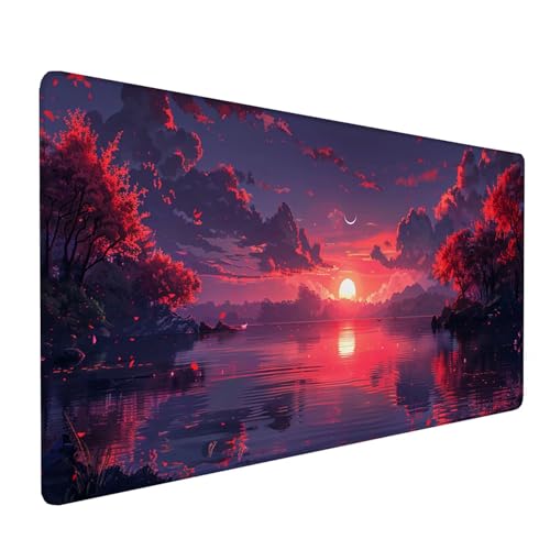 Rosa Gaming Mauspad 1200x600x3mm, Mousepad Sunset, Groß Schreibtischunterlage mit rutschfeste Gummibasis, Desk Mat Verbessert Geschwindigkeit und Präzision, Gaming Accessories, Geschenke 3-5-X von KUEAJIOU