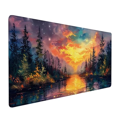 Rosa Gaming Mauspad 700x300x3mm, Mousepad Sunset, Groß Schreibtischunterlage mit rutschfeste Gummibasis, Desk Mat Verbessert Geschwindigkeit und Präzision, Gaming Accessories, Geschenke W-1-L von KUEAJIOU