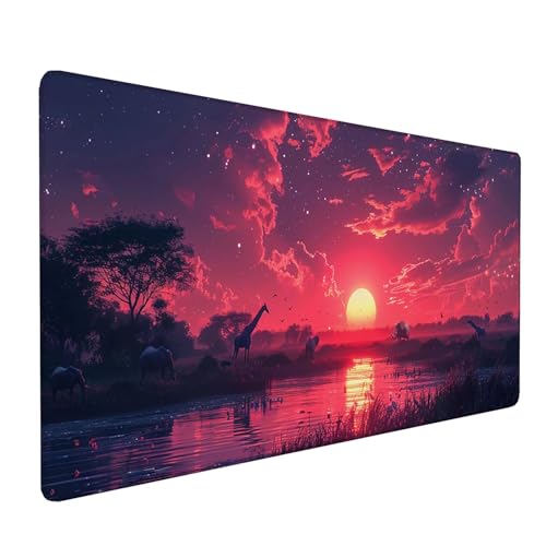 Rosa Gaming Mauspad 700x300x3mm, Mousepad Sunset, Groß Schreibtischunterlage mit rutschfeste Gummibasis, Desk Mat Verbessert Geschwindigkeit und Präzision, Gaming Accessories, Geschenke W-5-3 von KUEAJIOU