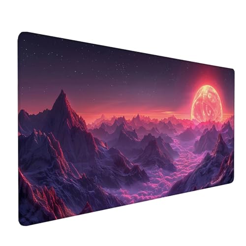 Rosa Mauspad XXL 600x300x3mm, Schreibtischunterlage Mond, Gaming Mousepad Groß mit Vernähten Kanten, Wasserdicht rutschfest Mouse Pad für Zimmer Deko Gaming Zubehör, Geschenke für Männer 8-3-8 von KUEAJIOU