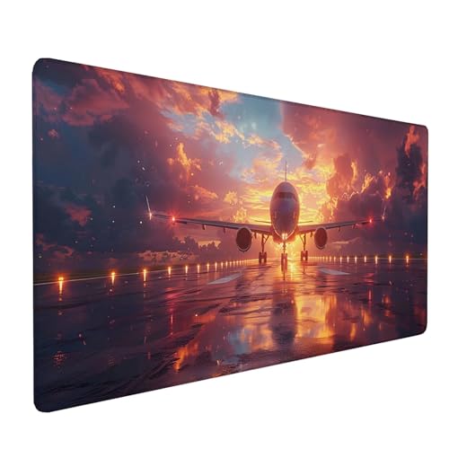 Rot Gaming Mauspad 800x400x3mm, Schreibtischunterlage Ebene Mousepad Groß mit rutschfeste Gummibasis, Verbessert Geschwindigkeit und Präzision Desk Mat, Gaming Accessories, Geschenke für Männer Q-2-I von KUEAJIOU