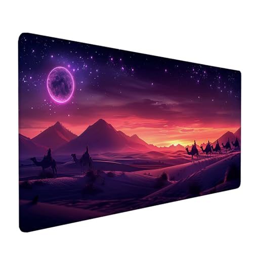 Rot Mauspad XXL 800x400x3mm, Schreibtischunterlage Sunset, Gaming Mousepad Groß mit Vernähten Kanten, Wasserdicht rutschfest Mouse Pad für Zimmer Deko Gaming Zubehör, Geschenke für Männer W-9-V von KUEAJIOU