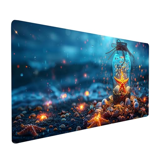 Grau Mousepad, Strand Mauspad XXL 1200 x 600 mm, Schreibtischunterlage mit Vernähte Kanten, Mauspad Gaming Verbessert Präzision und Geschwindigkei, Schreibtisch Zubehör, Geschenke für Frauen H-7611 von KUEGDUNG