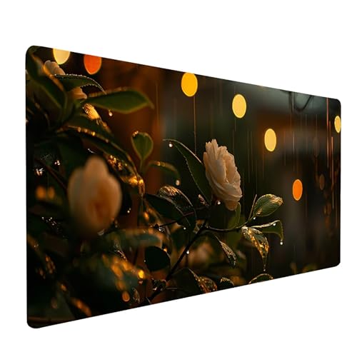 Mauspad Blume, Pflanze Mousepad XXL 700 x 300 mm, Schreibtischunterlage mit Rutschfeste Gummibasis, Gaming Mauspad Verbessert Präzision und Geschwindigkeit, Gaming Zubehör, Geschenke für Frauen 6-9864 von KUEGDUNG