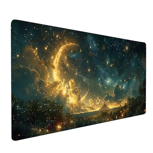 Mauspad GrüN, Sternenhimmel Mousepad XXL 1200 x 600 mm, Schreibtischunterlage mit rutschfeste Gummibasis, Gaming Mauspad Verbessert Präzision und Geschwindigkeit, Gaming Zubehör, Geschenke N-3553 von KUEGDUNG