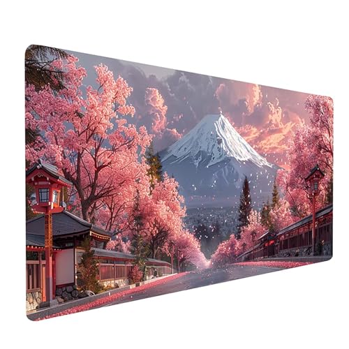 Mauspad Rosa, Berg Mousepad XXL 1600 x 800 mm, Schreibtischunterlage mit rutschfeste Gummibasis, Gaming Mauspad Verbessert Präzision und Geschwindigkeit, Gaming Zubehör, Geschenke für Frauen 4-9368 von KUEGDUNG