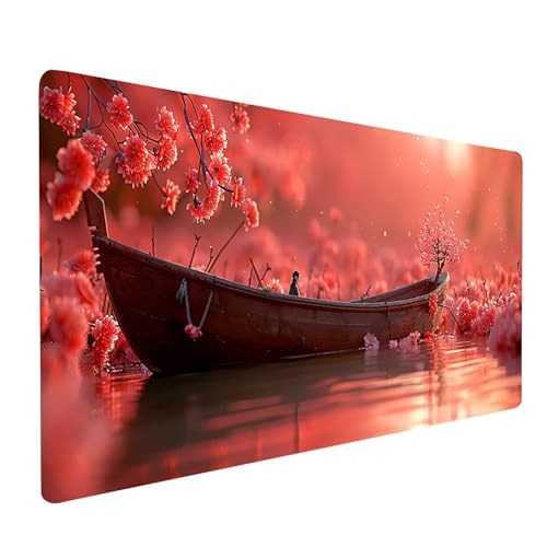 Mauspad Rosa, Boot Mousepad XXL 800 x 400 mm, Schreibtischunterlage mit rutschfeste Gummibasis, Gaming Mauspad Verbessert Präzision und Geschwindigkeit, Gaming Zubehör, Geschenke für Frauen Y-3142 von KUEGDUNG