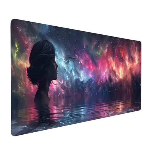 Mauspad Rosa, Frau Mousepad XXL 1600 x 800 mm, Schreibtischunterlage mit rutschfeste Gummibasis, Gaming Mauspad Verbessert Präzision und Geschwindigkeit, Gaming Zubehör, Geschenke für Frauen Q-9016 von KUEGDUNG