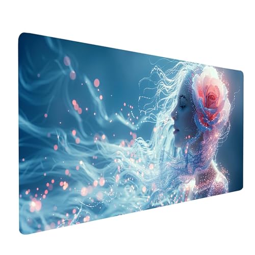 Mauspad Rosa, Frau Mousepad XXL 900 x 400 mm, Schreibtischunterlage mit rutschfeste Gummibasis, Gaming Mauspad Verbessert Präzision und Geschwindigkeit, Gaming Zubehör, Geschenke für Frauen L-6697 von KUEGDUNG