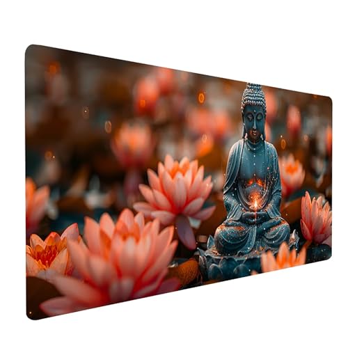 Mauspad Zen, Blume Mousepad XXL 1200 x 600 mm, Schreibtischunterlage mit rutschfeste Gummibasis, Gaming Mauspad Verbessert Präzision und Geschwindigkeit, Gaming Zubehör, Geschenke für Frauen 8-2236 von KUEGDUNG