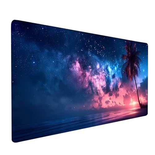 Rosa Mousepad, Landschaft Mauspad XXL 600 x 300 mm, Schreibtischunterlage mit Vernähte Kanten, Mauspad Gaming Verbessert Präzision und Geschwindigkei, Schreibtisch Zubehör, Geschenke für Frauen F-3445 von KUEGDUNG