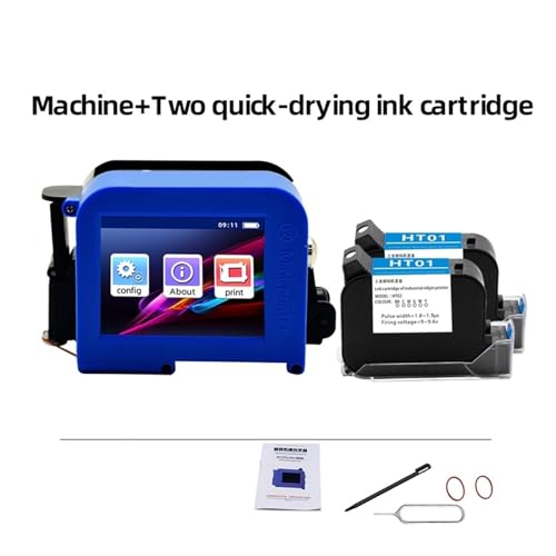 Handdrucker, Tragbarer Mini-Drucker, Batch-Etiketten-Tintenstrahldruck, 2D-Code-Barcode-Musterdruck, schnell trocknende Farbe, die leicht verblasst ,Text auf jeder Oberfläche(Printer-2 black ink) von KUMIAN