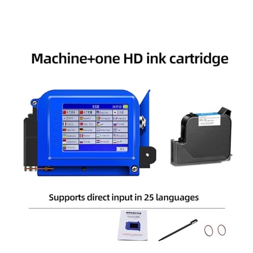 KUMIAN Handdrucker, Tragbarer 25,4-mm-Tintenstrahldrucker, Kleiner Mini-QR-Code-Chargennummerndrucker, schnell trocknende Tinte, kein Ausbleichen,Text auf jeder Oberfläche(1 Printer-1 HD Ink) von KUMIAN