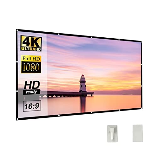 Projektorleinwand, Tragbarer Projektor-Bildschirm, reflektierender Stoff, 3D-HD-Projektionsvorhang, 60728492100120150 Zoll, Zuhause im Freien, für Zuhause, draußen, drinnen(120 inch) von KUMIAN