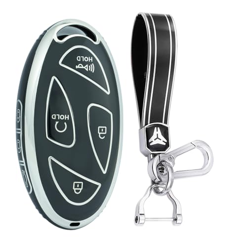 KUNIO Schlüsselhülle Passt für Hyundai Ioniq 6 Grandeur GN7 KONA 2023 Autoschlüssel Hülle TPU Schlüsselschutz Schlüsselcase Schlüsseletui Schlüsselanhänger 7 Tasten B Schwarz von KUNIO