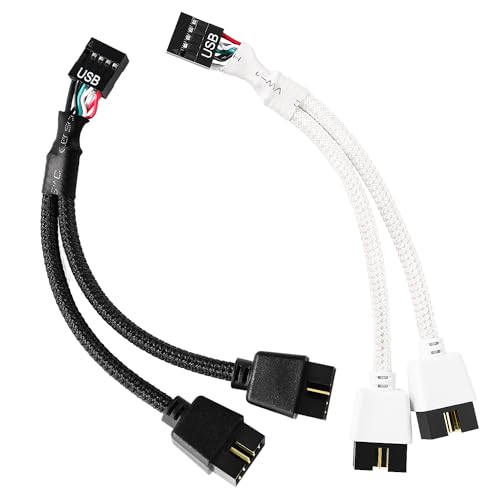 KUOQIY 2 Stücke Motherboard USB 2.0 9-Polige Buchse auf Doppel Verlängerungskabel, USB Header Buchse 1 bis 2 Stecker Verlängerungskabel, für Computer interne Motherboard, Schwarz + Weiß KUOQIY 2 Stücke Motherboard USB 2.0 9-Polige Buchse auf Doppel Verlängerungskabel, USB Header Buchse 1 bis 2 Stecker Verlängerungskabel, für Computer interne Motherboard, Schwarz + Weiß von KUOQIY