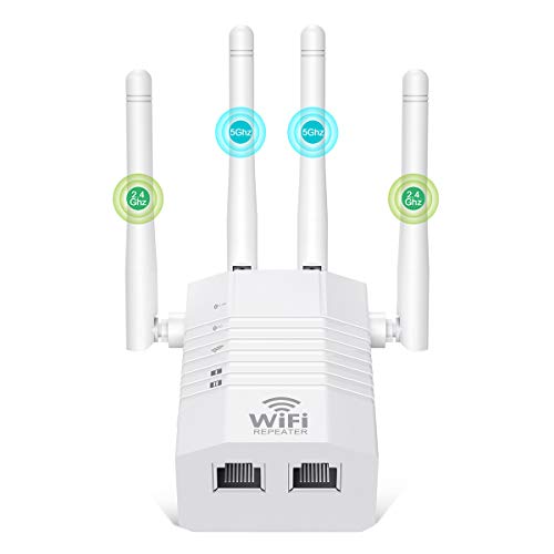 WLAN Repeater 1200Mbit/s WLAN Verstärker Dualband 5GHz & 2.4GHz, Internet Verstärker mit Repeater/AP/Router Modus, Kompatibel Allen WLAN Geräten, K-YUN-1F von KURUI