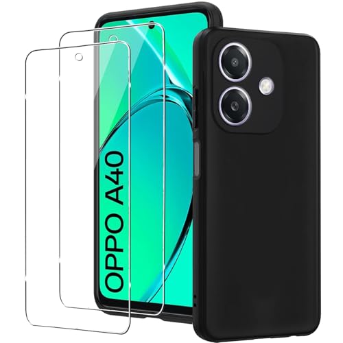 KUSINHOKA Hülle für Oppo A40/Oppo A40M + 2 Stück Schutzfolie, Ultradünn [Anti-Kratzer] Handyhülle, Stoßfest TPU Weich Matte Schutzhülle Case Cover für Oppo A40/Oppo A40M, Schwarz von KUSINHOKA