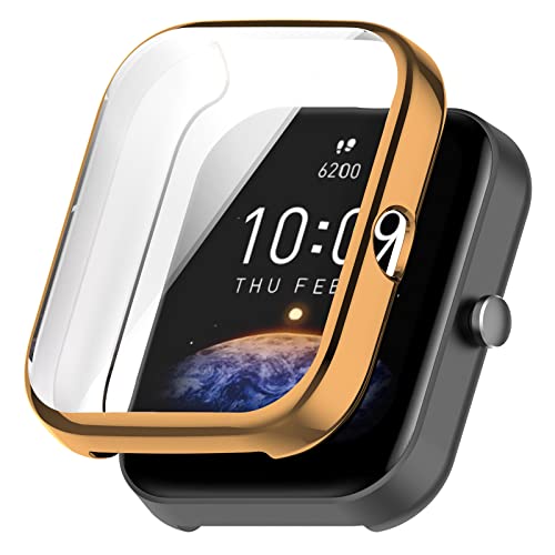 KUTEWEU Hülle Kompatibel mit Amazfit Bip 3/ Amazfit Bip 3 Pro Mit Schutzfolie, Anti Kratzen TPU Case, Vollständige Abdeckung Schutzhülle Cover für Amazfit Bip 3/ Amazfit Bip 3 Pro (Roségold) von KUTEWEU