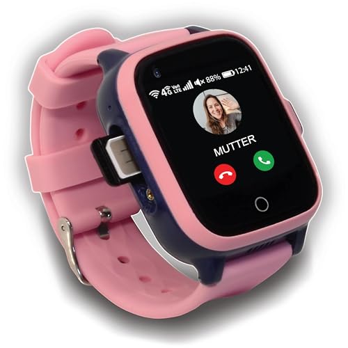 KUUS. W2 Smartwatch Kinder Mit GPS und Telefon - GPS Tracker Kinder mit Ortung - Kinder Smartwatch mit GPS mit SIM, Videoanruf, Telefonieren, SOS Anrufen IP67 wasserdichte GPS Tracker Kinderuhr Rosa von KUUS.