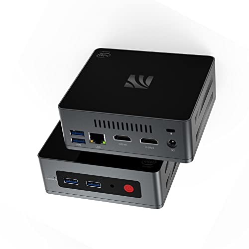 KUYIA Alixo Mini Desktop-PC, Windows 10, 8 GB RAM, 128 GB SSD, Celeron J4125 (bis zu 2,7 GHz), Prozessor, unterstützt 4K HD, Dual-HDMI, Dual Wi-Fi (2,4 G5,8 g), Ethernet 1000 m, USB3.0 x 4 BT4.0, von KUYIA