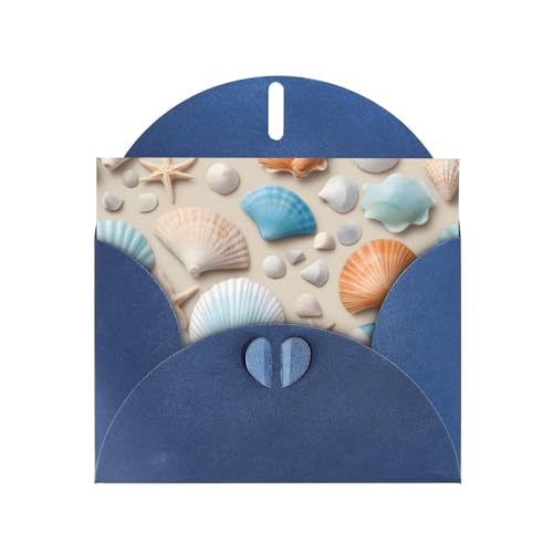 Blue KVCBUYK Grußkarte mit Strandmotiv Muscheln aus hochwertigem Perlglanz-Papier für verschiedene Anlässe von KVCBUYK