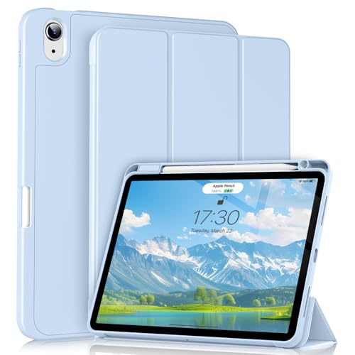 KVTVOU Hülle für iPad Air 11 Zoll 2024 M2, für iPad Air 5. Generation/Air 4. Gen 10,9 Zoll 2022/2020, Flexible TPU & Trifold Ständer Schlanke Schutzhülle mit stifthalter für iPad Air 11, Hellblau von KVTVOU