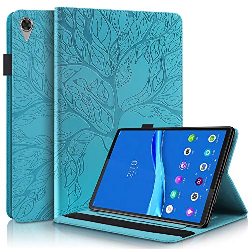 KW-LINK Hülle Lenovo Tab M10 HD (2nd Gen) 10.1 Zoll 2020 TB-X306X/TB-X306F,Ultra Flacher Anti-Drop Stand Hard Shell Smart Cover - Lebensbaum blau von KW-LINK