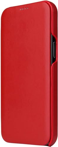 KXUISDUJ Der perfekte Begleiter für iPhone 15 Pro Max/15 Plus/15 Pro/15, Echtleder, Klappetui mit Magnetverschluss und kabellosem Laden, stilvoll und funktional (füriPhone15, Rot) von KXUISDUJ