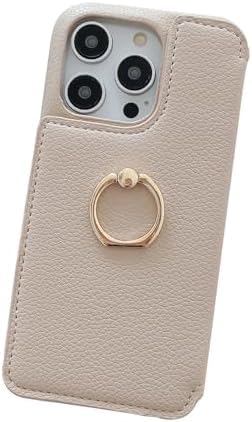 KXUISDUJ Lederhülle für iPhone 14Pro Max/14 Pro/14 Plus/14, mit Klappkartenhalter, Schlitz, Handyhülle mit Make-up-Spiegel und Ringständer für Damen (14, Beige), geeignet für Freunde und Familie von KXUISDUJ