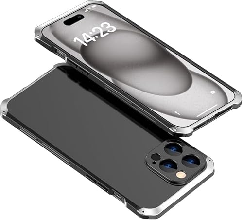 KXUISDUJ Schutzhülle aus Aluminiumlegierung für iPhone 13Pro Max/13 Pro/13 mit präzisem Objektivschutz, gehärteter transparenter Rückseite, unterstützt kabelloses Laden (13 Pro Max, blau), geeignet von KXUISDUJ