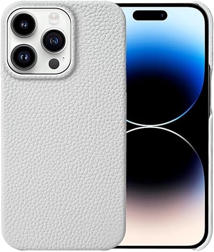 KXUISDUJ Schutzhülle für iPhone 15/15Plus/15Pro/15Pro Max, Echtleder, schlanker Schutz, weiches kratzfestes Mikrofaserfutter, stoßfeste Schutzhülle für Herren und Damen, Braun, Grau von KXUISDUJ