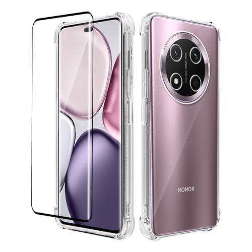 KZIOACSH Schutzhülle für Honor Magic 7 Lite + [1 Pack] gehärtetes Glas, ultradünn, stoßfest, kratzfest, weiches TPU-Silikon, transparent von KZIOACSH