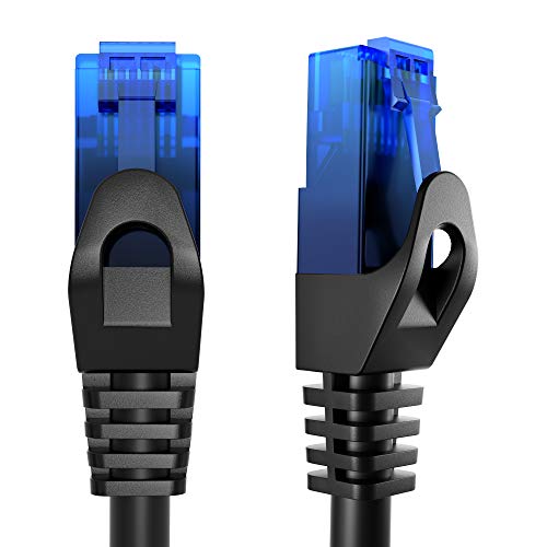 KabelDirekt – 2X 15 m – LAN Kabel, Netzwerkkabel, Ethernet Kabel/Patchkabel (überträgt maximale Glasfaser Geschwindigkeit, für Gigabit Netzwerke, Switches/Router/Modems mit RJ45, schwarz/blau) von KabelDirekt