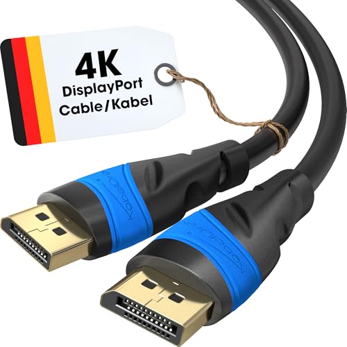 KabelDirekt – 4K DisplayPort Kabel – 10 m – DP Kabel, in Deutschland entwickelt – Erhältlich in 0,5-10 m (Display Port Monitor Kabel für PC/Laptop, 4K@60Hz, Gaming bei 144Hz, Dolby Audio, schwarz) von KabelDirekt