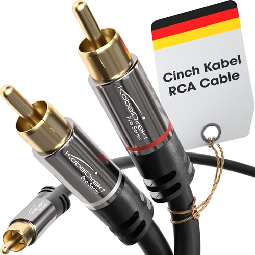 KabelDirekt – 5 m – Cinch-Y-Kabel, 1 Cinch auf 2 Cinch, Stereo-Audiokabel (Koax-Kabel, RCA-Stecker/Stecker, analog/digital, Adapter für Subwoofer/Verstärker/HiFi und Heimkino/Receiver, schwarz) von KabelDirekt