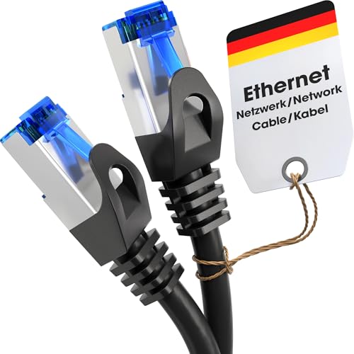 KabelDirekt – 5 m – LAN Kabel, Netzwerkkabel, Ethernet Kabel/Patchkabel, erhältlich in 0,25-30 m (Glasfaser-Geschwindigkeit für Gigabit-Netzwerke, Switch/Router/Modem mit RJ45, schwarz/silbern) von KabelDirekt