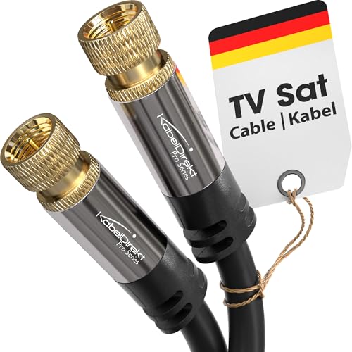 KabelDirekt – SAT Kabel, Koaxialkabel Internet, Satellitenkabel – TV Kabel/Fernsehkabel mit F-Stecker, bruchfestem Metallstecker und mehrfach geschirmt – 12,5 m (für Radio, DVB-T2, DVB-C, DVB-S2) von KabelDirekt