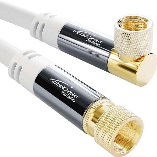 KabelDirekt – SAT Kabel weiß, Koaxialkabel, Satellitenkabel, 90° gewinkelt/gerade – 3m – TV Kabel mit F-Stecker, geschirmt, bruchfeste Metallstecker (ideal für HDTV, Radio, DVB-T, DVB-C, DVB-S/-S2) von KabelDirekt