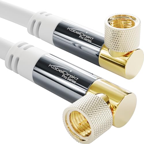 KabelDirekt – SAT Kabel weiß, Koaxialkabel, Satellitenkabel, 90° gewinkelt – 5m – TV Kabel mit F-Stecker, geschirmt, bruchfeste Metallstecker (geeignet für HDTV, Radio, DVB-T, DVB-C, DVB-S, DVB-S2) von KabelDirekt