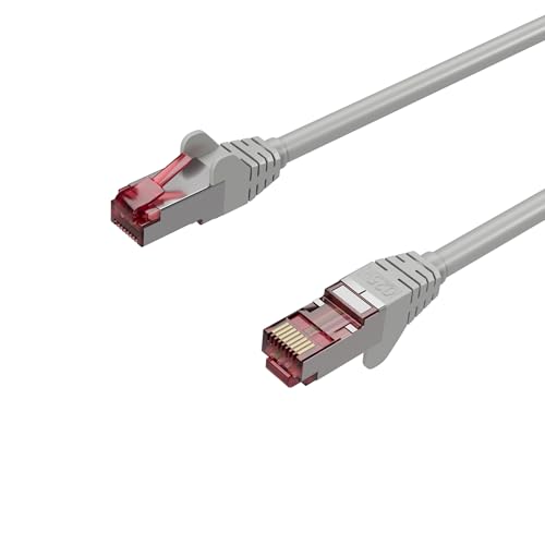 Kabelbude.eu Netzwerkkabel, RJ45 LAN, Ethernet Cat 6A, S/FTP, PIMF, Halogenfrei, GHMT Grau 0,50m von Kabelbude.eu